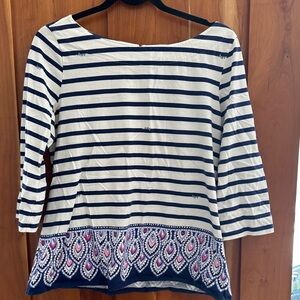 Lilly Pulitzer Striped Navy and White Women's Top
